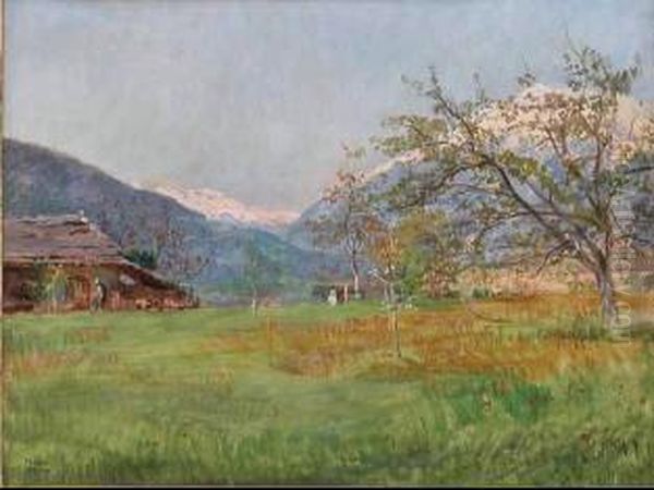 Primavera A Merano Oil Painting by Hans Blum