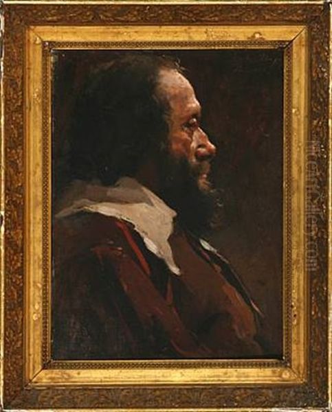 A Man With A Beard Seen In Profile Oil Painting by Eduardo Pelayo Fernandez