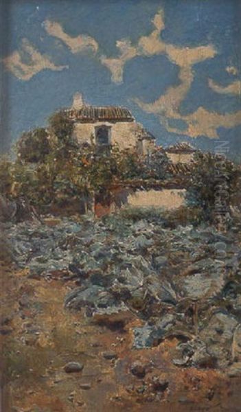 El Cortijo Y La Huerta Oil Painting by Eduardo Pelayo Fernandez