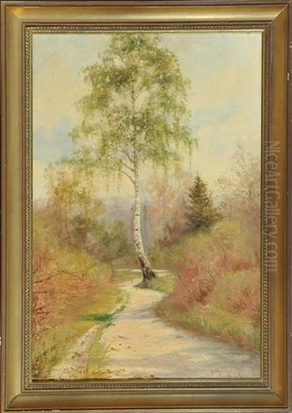 Waldweg Mit Birken Im Fruhling Oil Painting by Adam Pelczynski