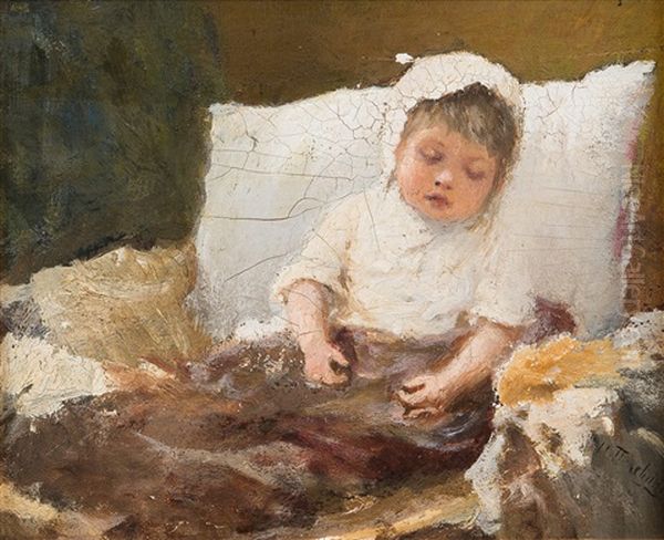 Sleeping Child Oil Painting by Ivan Andreievich Pelevin