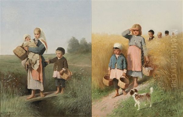 Untitled (children) (+ Another; Pair) Oil Painting by Ivan Andreievich Pelevin