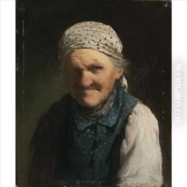 Portrait Of An Old Woman Oil Painting by Ivan Andreievich Pelevin