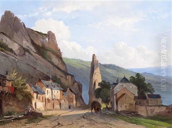 The Rocher Bayard In Dinant Oil Painting by Jacobus Pelgrom