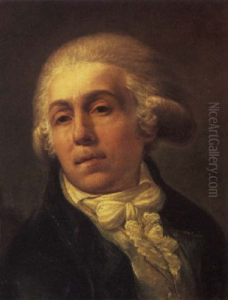 Portrait Of A Gentleman Wearing A Green Coat And White Cravat Oil Painting by Domenico Pellegrini