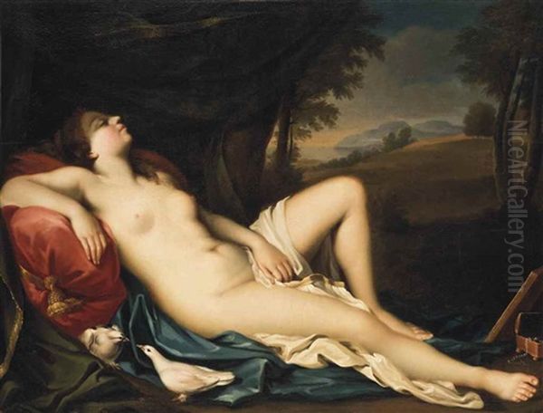 Venus Sleeping In A Landscape Oil Painting by Giovanni Antonio Pellegrini