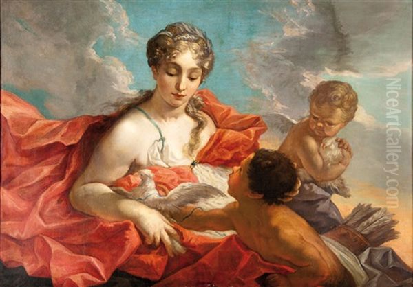 Venus Et Cupidon Oil Painting by Giovanni Antonio Pellegrini