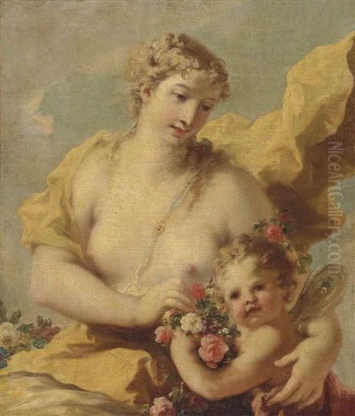 Flora And Zephyr Oil Painting by Giovanni Antonio Pellegrini