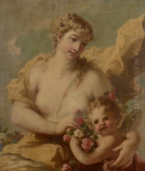 Flore Et Zephyr Oil Painting by Giovanni Antonio Pellegrini