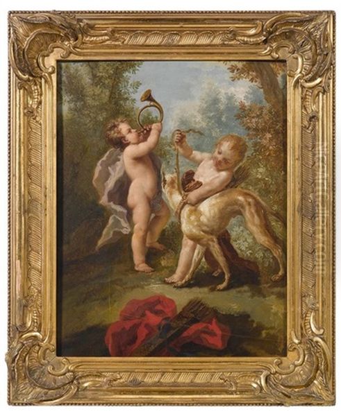 Les Putti De Diane Prets Pour La Chasse Oil Painting by Giovanni Antonio Pellegrini