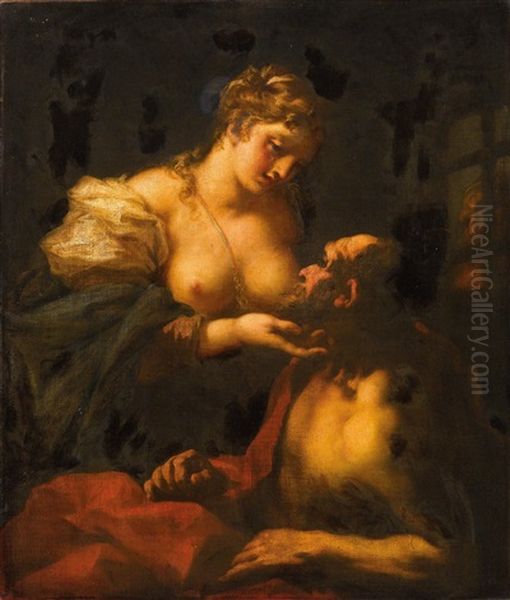 Caritas Romana Oil Painting by Giovanni Antonio Pellegrini