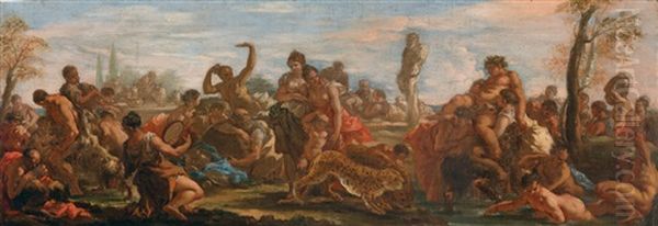 Bacchanal Oil Painting by Giovanni Antonio Pellegrini