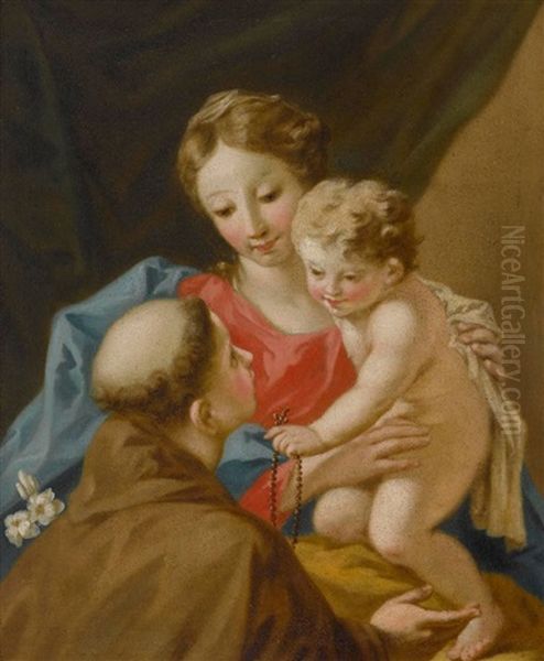 Maria Mit Dem Kind Und Dem Hl. Antonius Oil Painting by Giovanni Antonio Pellegrini