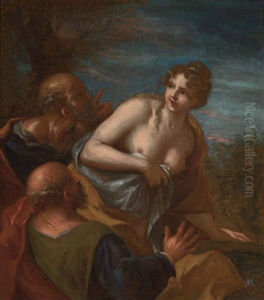 Susanna E I Vecchioni Oil Painting by Giovanni Antonio Pellegrini