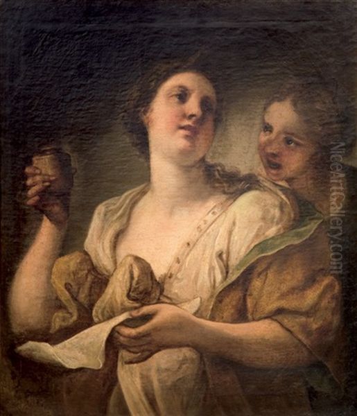 Artemise Buvant Les Cendres De Son Mari Oil Painting by Giovanni Antonio Pellegrini