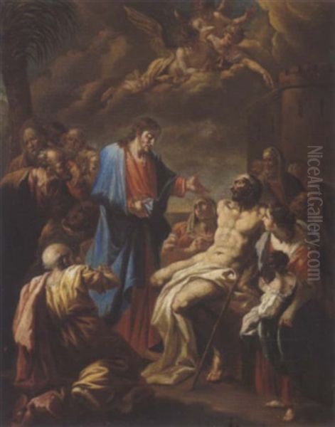 Christus Heilt Den Lahmen (cristo Risana Il Paralitico) Oil Painting by Giovanni Antonio Pellegrini