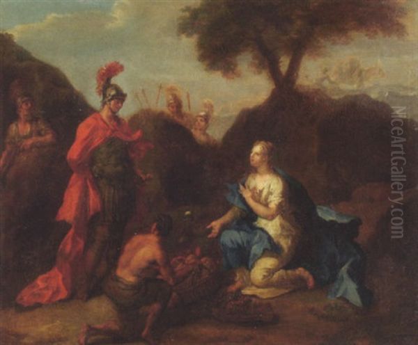 Die Begegnung Von Tancred Und Clorinda Oil Painting by Giovanni Antonio Pellegrini