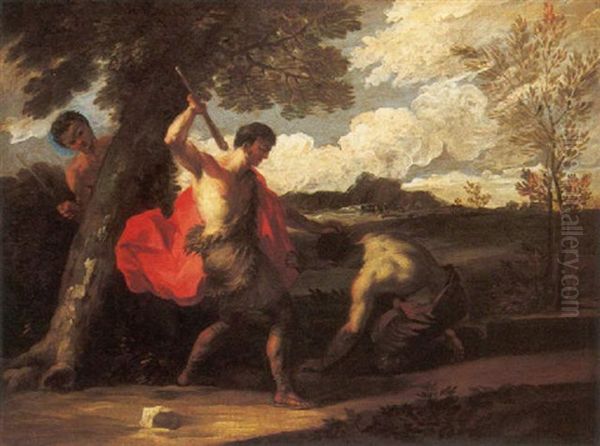 Ercole E Caco Oil Painting by Giovanni Antonio Pellegrini