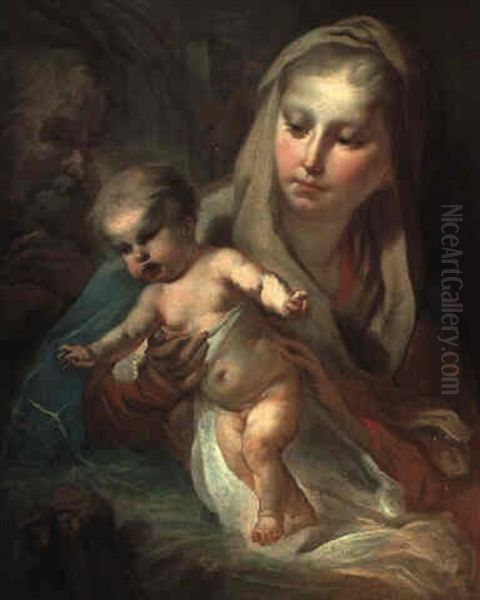 Madonna Mit Kind Und Dem Heiligen Joseph Oil Painting by Giovanni Antonio Pellegrini