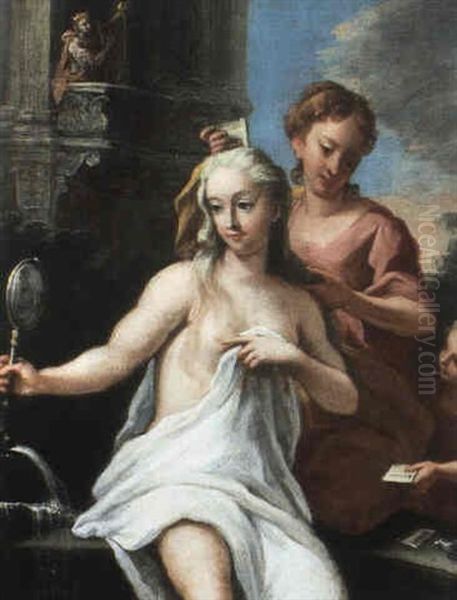 Venus Bei Der Toilette Oil Painting by Giovanni Antonio Pellegrini