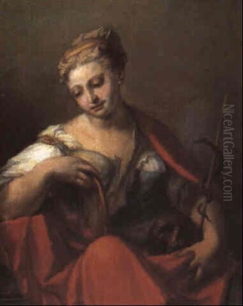 Figure Allegorique: La Prudence Oil Painting by Giovanni Antonio Pellegrini