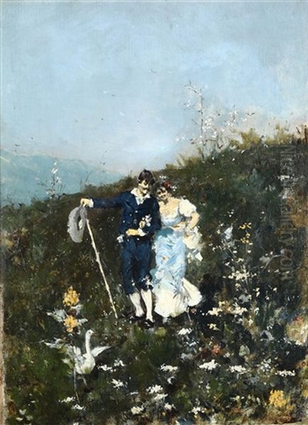 Coppia Di Innamorati Oil Painting by Riccardo Pellegrini