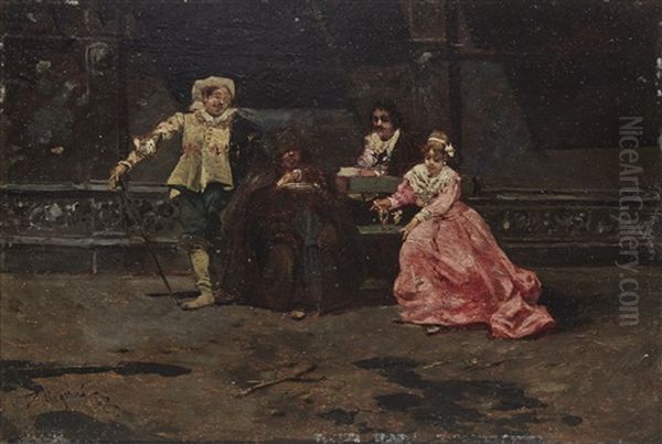 L'ora Del The Oil Painting by Riccardo Pellegrini