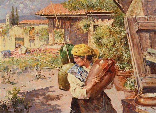 Cortile Spagnolo Oil Painting by Riccardo Pellegrini