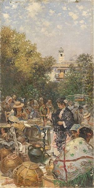 Mercato In Spagna Oil Painting by Riccardo Pellegrini