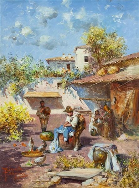 Cortile A Siviglia Oil Painting by Riccardo Pellegrini