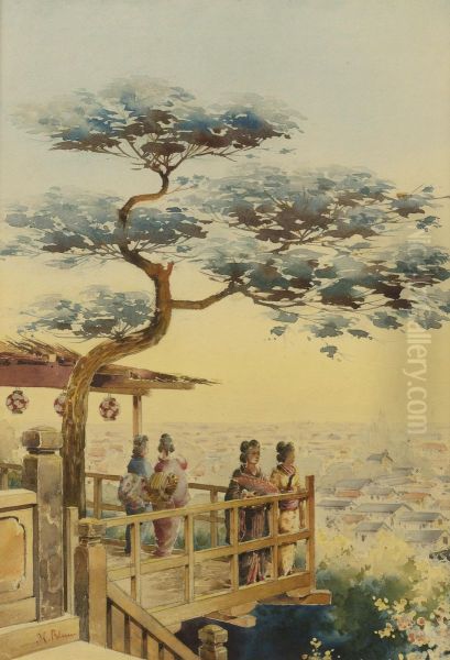 Yeddo, Japan Oil Painting by Robert Frederick Blum