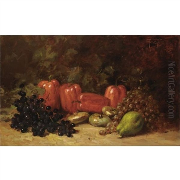 Natura Morta Con Frutta E Verdura (pair) Oil Painting by Riccardo Pellegrini