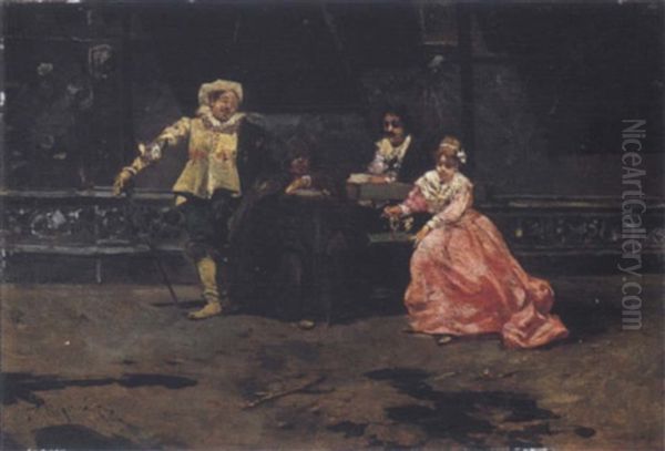 L'ora Del The Oil Painting by Riccardo Pellegrini