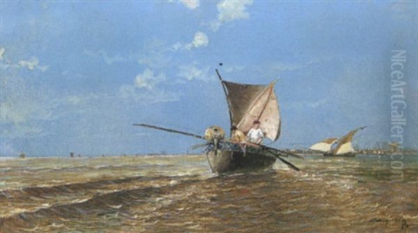 Barche Di Pescatori Oil Painting by Riccardo Pellegrini