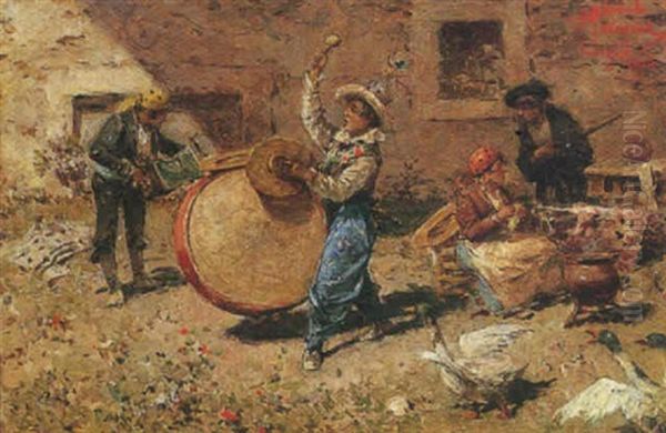 Concerto In Cortile Oil Painting by Riccardo Pellegrini