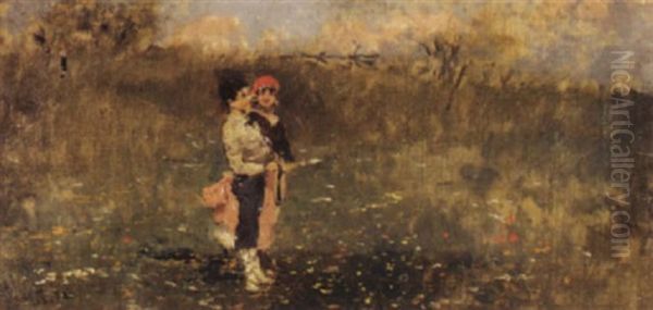 Ein Spaziergang Oil Painting by Riccardo Pellegrini