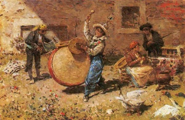 Concerto In Un Cortile Oil Painting by Riccardo Pellegrini