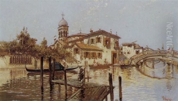 Canale A Venezia Oil Painting by Riccardo Pellegrini