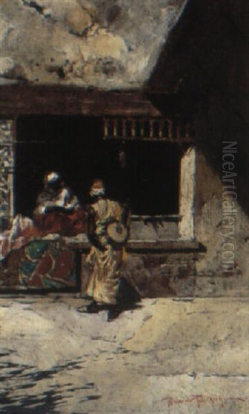 Arab Shop Keepers Oil Painting by Riccardo Pellegrini