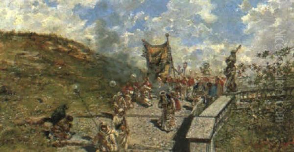 Processione Oil Painting by Riccardo Pellegrini