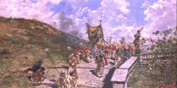 La Processione Oil Painting by Riccardo Pellegrini