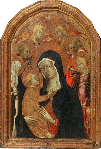 Madonna And Child With Saints Oil Painting by  Pellegrino di Mariano Rossini