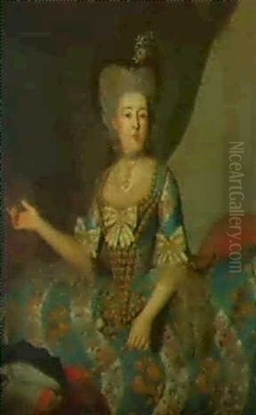 Portrait De Femme En Habit De Cour Oil Painting by Giacommo Antonio Pellegrino