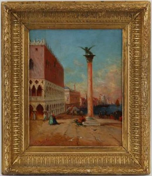 Vue De Venise Oil Painting by Jules Antoine Pelletier