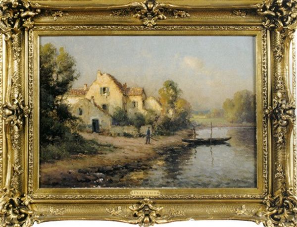 Bord De Riviere Oil Painting by Jules Antoine Pelletier