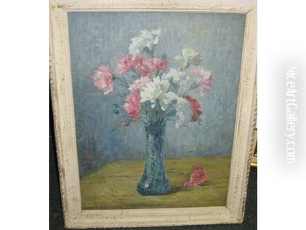 Still Life With Pink And White Carnations Oil Painting by Leonce Pelletier