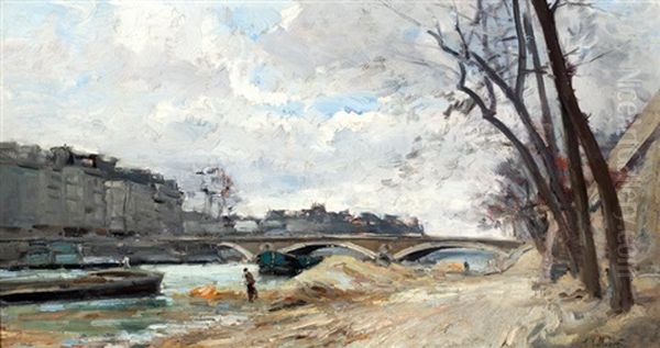 Brug Over De Seine Te Parijs Oil Painting by Pierre Jacques Pelletier