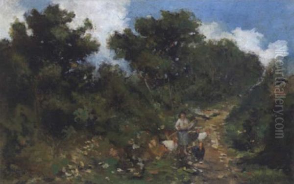 Landschaftsmotiv Mit Figurlicher Staffage Oil Painting by Tito Pellicciotti