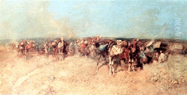 Caravana De Camellos Oil Painting by Tito Pellicciotti