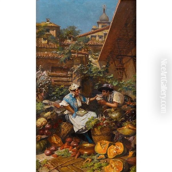 The Vegetable Seller Oil Painting by Ricardo Pelligrini